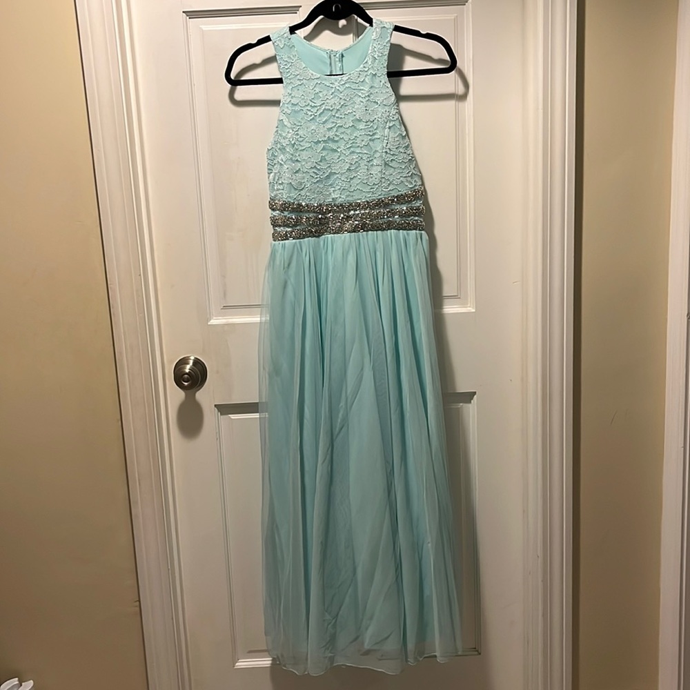 Teal Floor Length Formal Dress